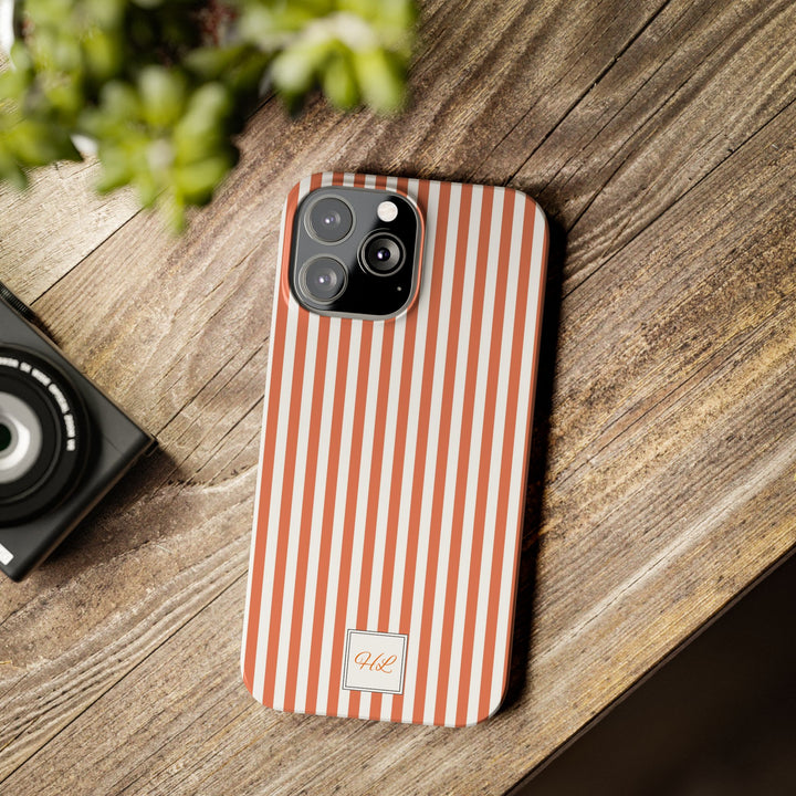 Slim Custom Personalized Winter Peach Striped Phone Case for Iphone 17 - | iPhone 16 Pro Max Case | iPhone 15 Case Iphone 14 13 12 11 10 9 8 - Studio40ParkLane