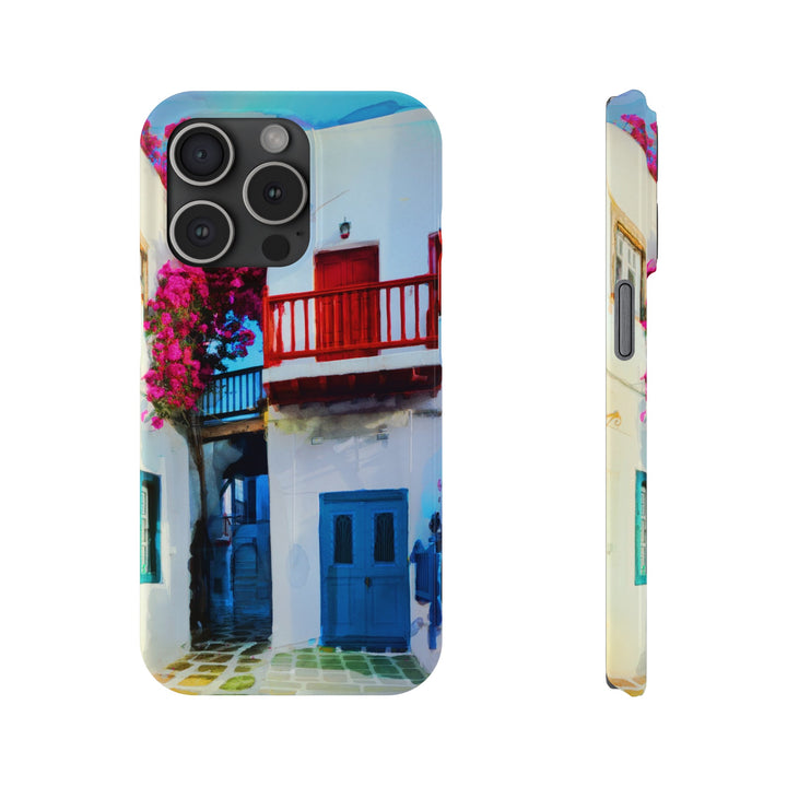 Slim Cute Phone Cases for Iphone | iPhone 15 Case | iPhone 15 Pro Max Case, Iphone 14, Iphone 14 Pro Max, Iphone 13, Colorful Greek Alley Watercolor - Studio40ParkLane