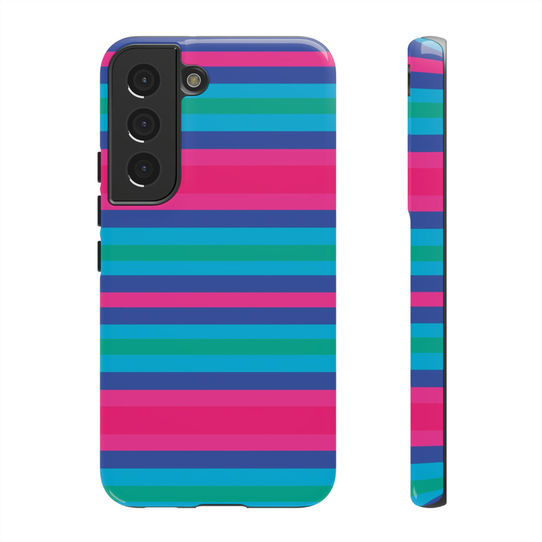 Cute Samsung Phone Case | Aesthetic Samsung Phone Case | Stripes Blue Pink | Galaxy S23, S22, S21, S20 | Luxury Double Layer | Cool - Studio40ParkLane