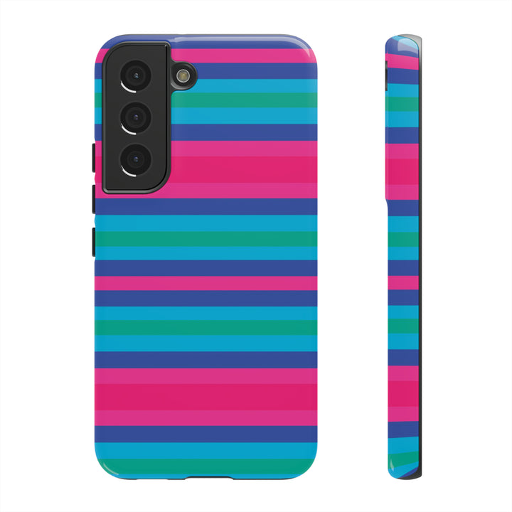 Cute Samsung Phone Case | Aesthetic Samsung Phone Case | Stripes Blue Pink | Galaxy S23, S22, S21, S20 | Luxury Double Layer | Cool - Studio40ParkLane