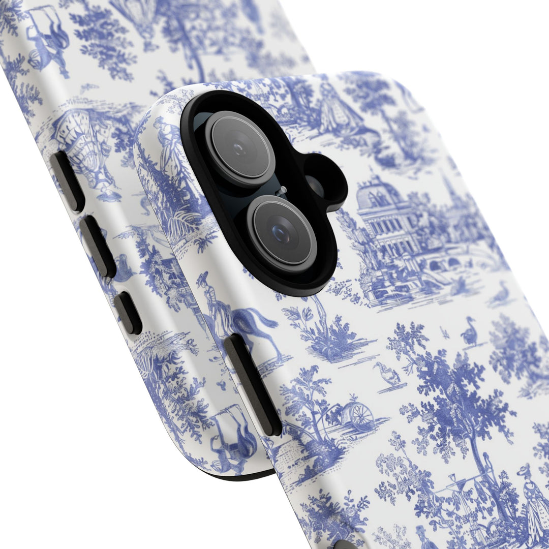 French Toile Blue Coquette Tough Phone Case - For iPhone 17 Pro Max iPhone 16 Pro Case iPhone Iphone 15 Case 14 13 12 11 Cute Phone Case - Studio40ParkLane