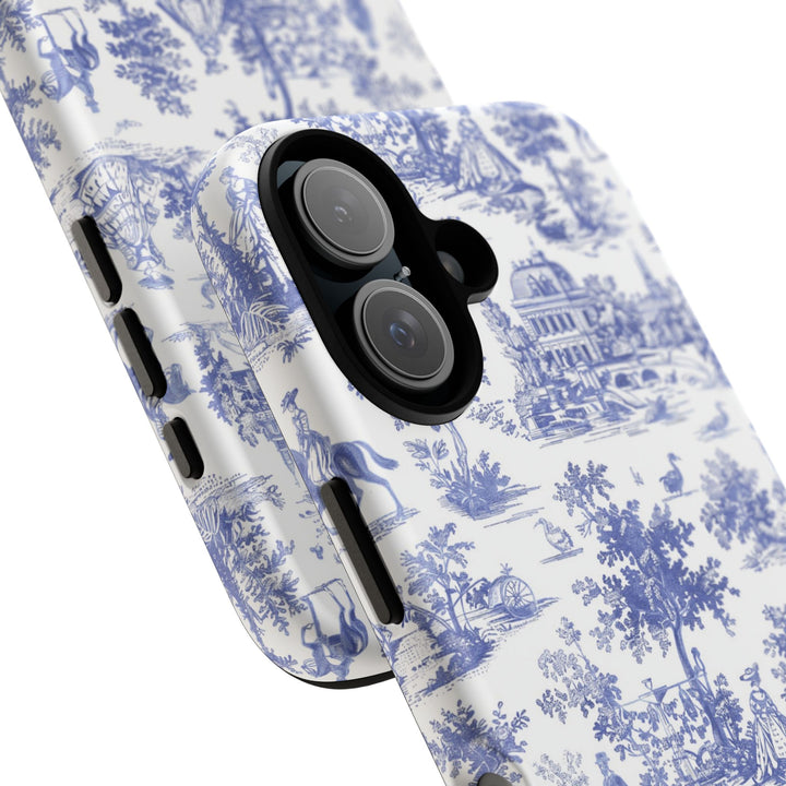 French Toile Blue Coquette Tough Phone Case - For iPhone 17 Pro Max iPhone 16 Pro Case iPhone Iphone 15 Case 14 13 12 11 Cute Phone Case - Studio40ParkLane