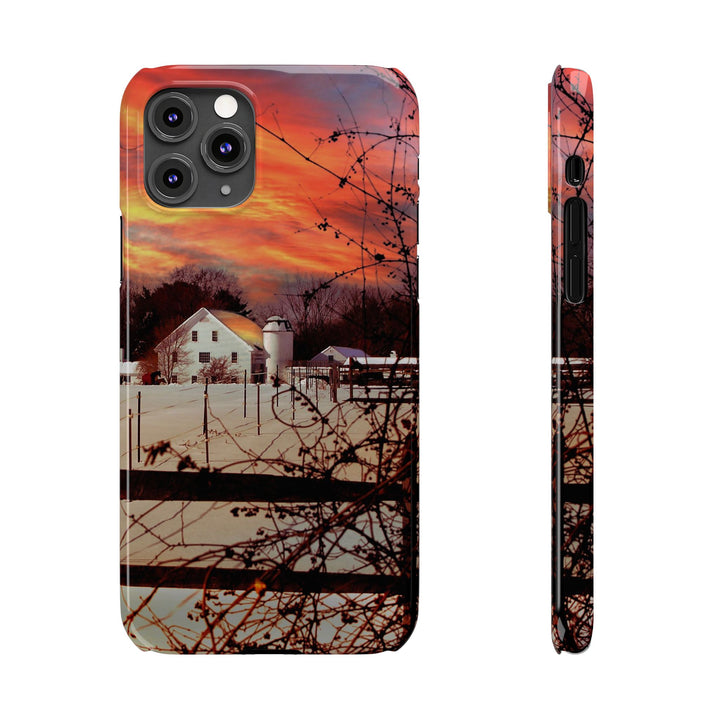 Slim Cute Phone Cases for Iphone - | iPhone 15 Case | iPhone 15 Pro Max Case, Iphone 14 Case, Iphone 14 Pro Max, Iphone 13, New England Winter Sunset - Studio40ParkLane