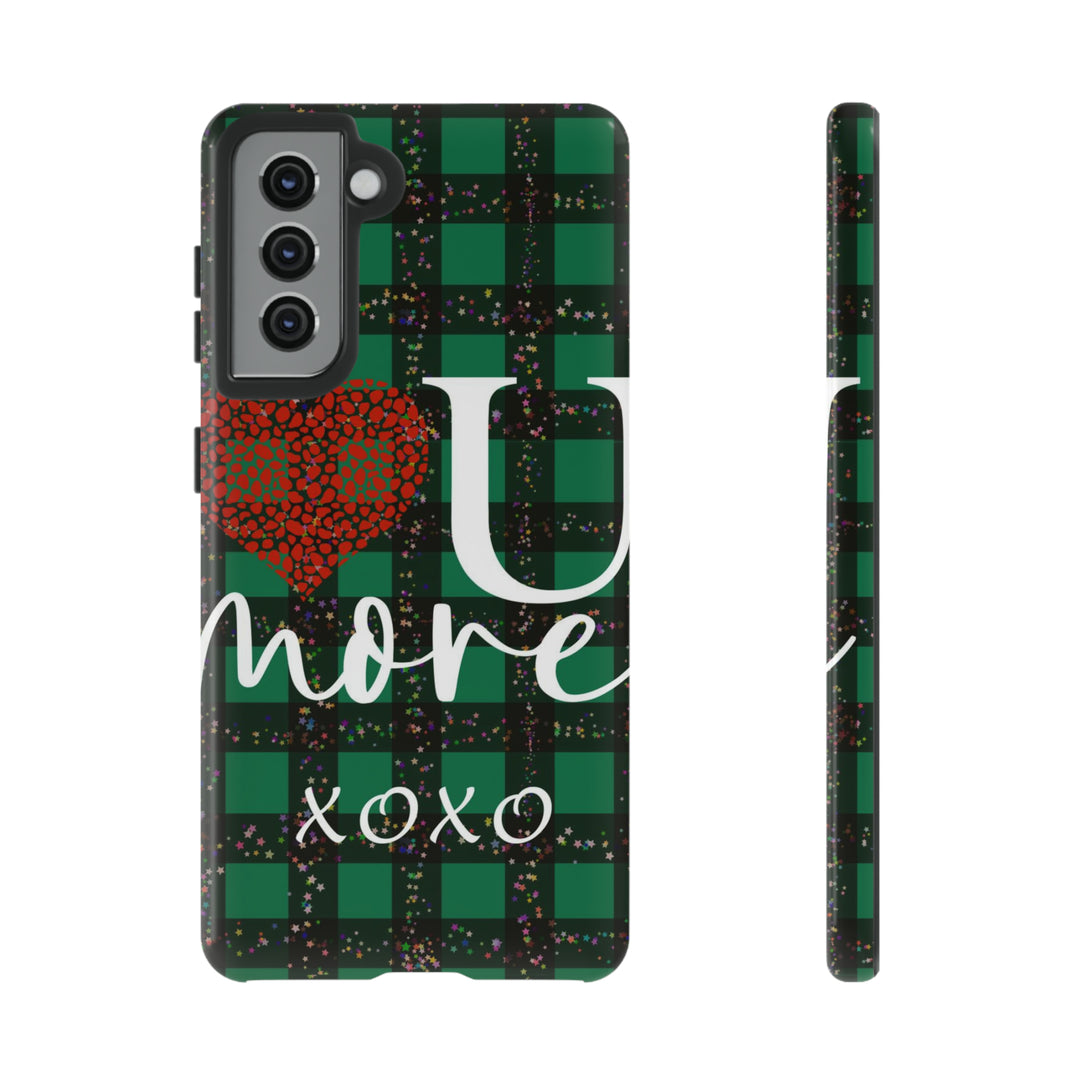 Cute Samsung Phone Cases, Designer Samsung Galaxy S23 Phone Case, Samsung S22 Case, Samsung S21 Case, Samsung S20 Case, Green Plaid Love You - Studio40ParkLane