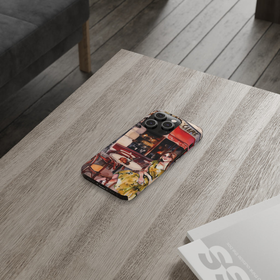 Slim Cute Phone Cases for Iphone - | iPhone 15 Case | iPhone 15 Pro Max Case, Iphone 14 Case, Iphone 14 Pro Max, Iphone 13, Paris Cafe Coffee Croissant - Studio40ParkLane