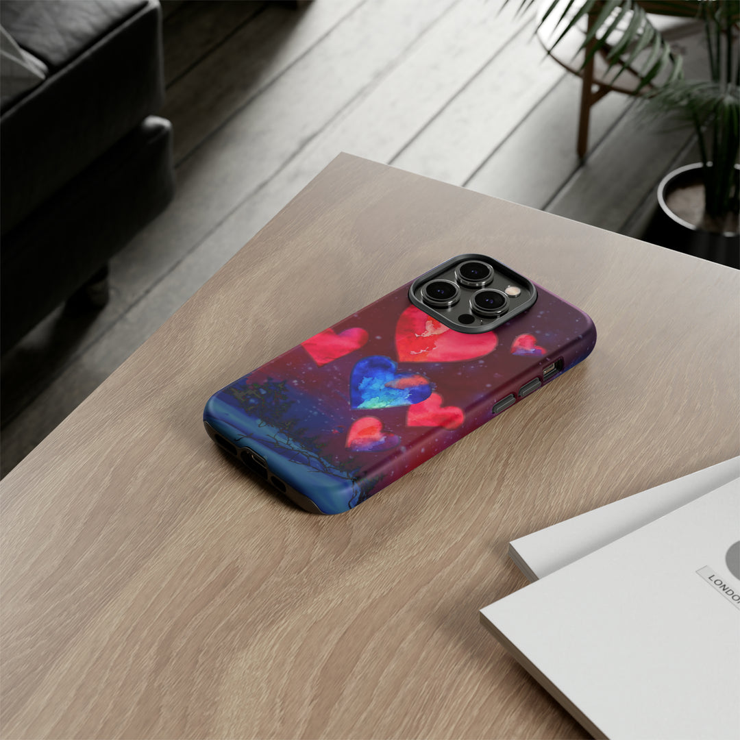 Cute IPhone Case | Rising Heart Love Night, iPhone 15 Case | iPhone 15 Pro Case, Iphone 14 Case, Iphone 14 Pro Max Case, Iphone 13 Case - Studio40ParkLane