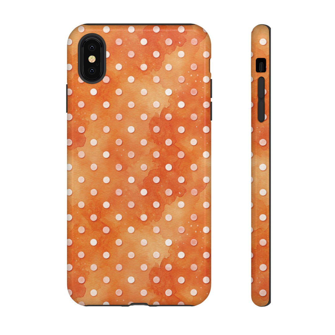 Aesthetic Tough Orange Polka Dots Watercolor Phone Case - For iPhone 17 Pro Max iPhone 16 Pro iPhone 15 Iphone 14 Plus 13 Pro 12 11 10 XR - Studio40ParkLane