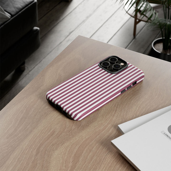 Tough Premium Old Claret Stripes Phone Case Gift for Her - For Apple iPhone 16 Pro Max 16e iPhone 15 Pro iPhone Iphone 14 Plus 13 Pro 12 SE XR - Studio40ParkLane