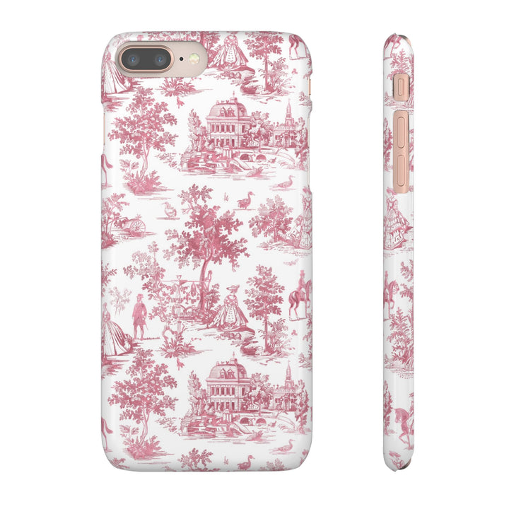 Sleek Snap Pink French Toile Cute Phone Case for iPhone 16 15 14 13 12 11 X Xs Max Xr Pro Plus Samsung Galaxy S24 S23 S22 S21 S20 Note Ultra