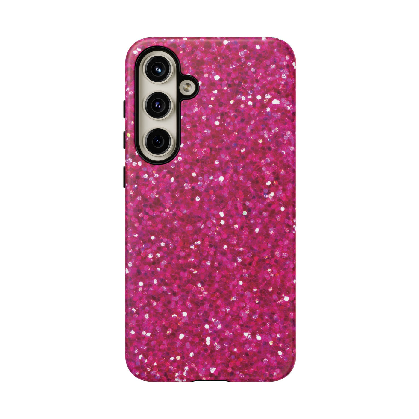 Chic Pink Faux Play on Glitter Effect Cute Phone Case, for IPhone 16 pro Max | Iphone 15, Iphone 14, IPhone 13 Case, 11 8 7, Samsung Galaxy S24, S23, S22, S21, 2 Layer Protection