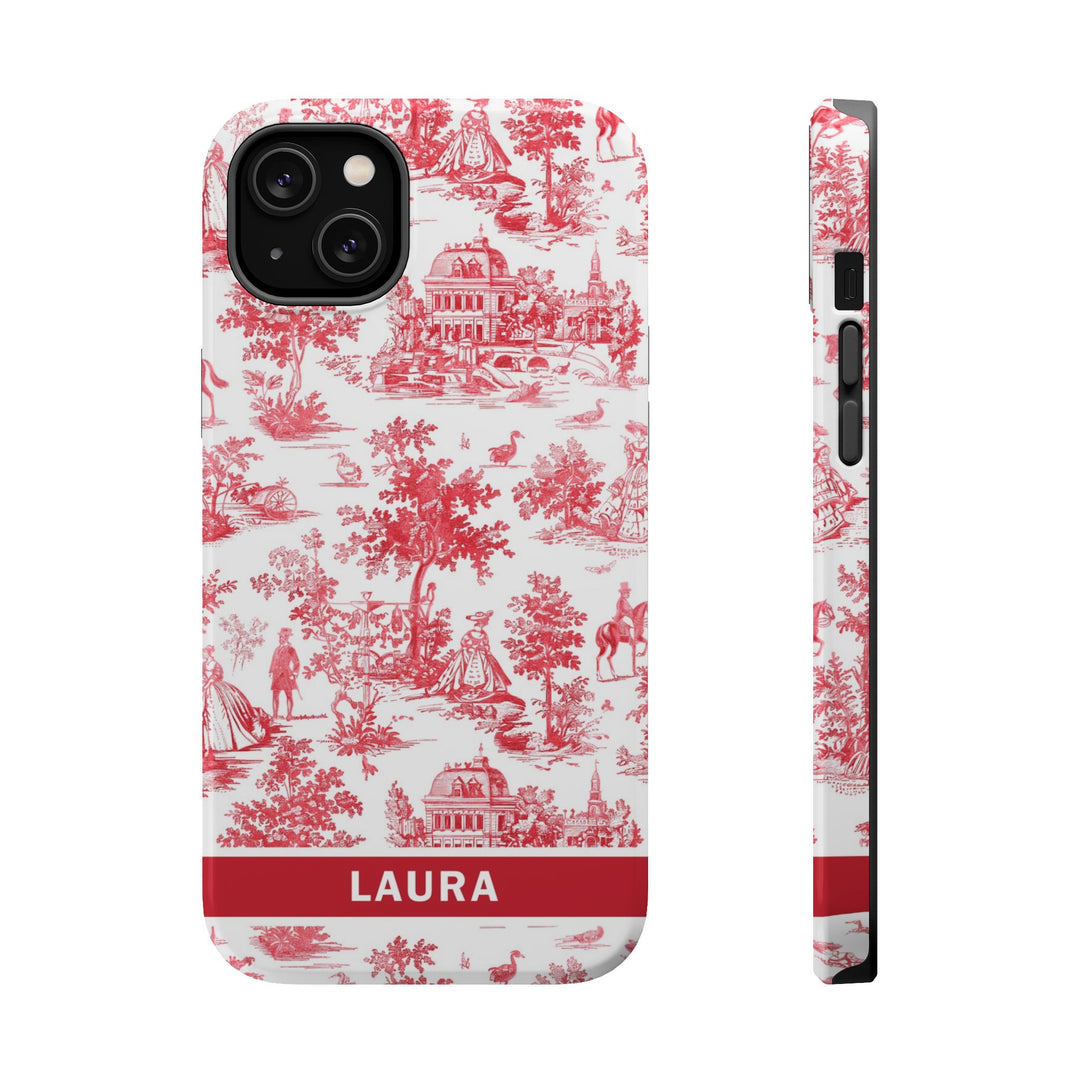 Magsafe French Toile Personalized Initial Custom Gift for Her Cute Phone Cases for Iphone 16 Pro Max | iPhone 15 Case | iPhone 15 Pro Max Case, Iphone 14, 13, 12, 11, 10, 8, 7 - Studio40ParkLane