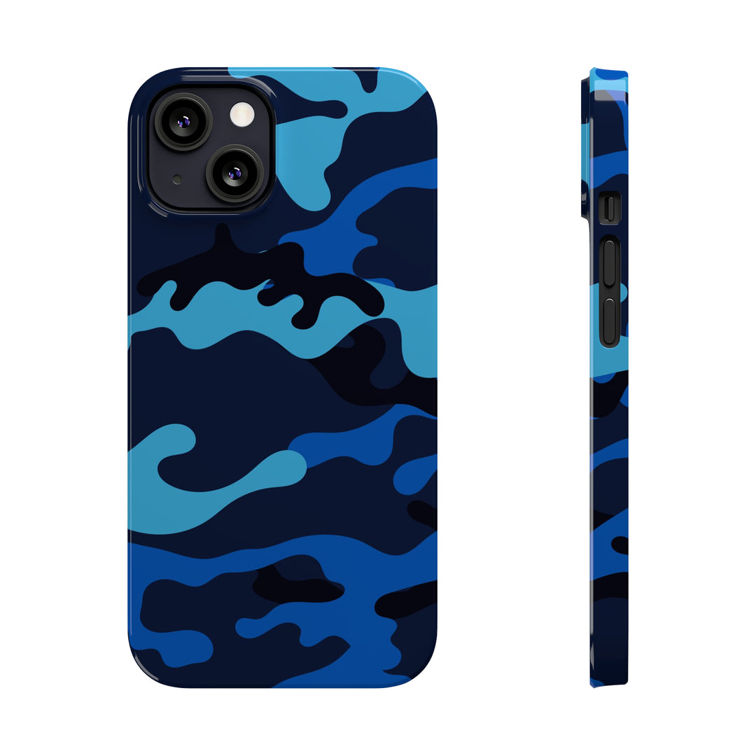 Slim Cute Phone Cases for Iphone - | iPhone 15 Case | iPhone 15 Pro Max Case, Iphone 14 Case, Iphone 14 Pro Max, Iphone 13, Blue Camouflage - Studio40ParkLane