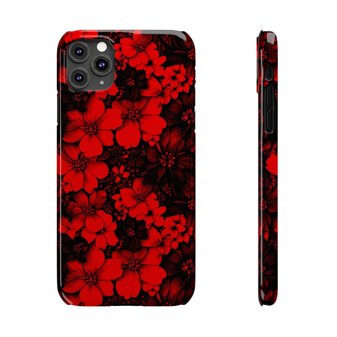 Slim Cute Phone Cases for Iphone - | iPhone 15 Case | iPhone 15 Pro Max Case, Iphone 14 Case, Iphone 14 Pro Max, Iphone 13, Red Black Flowers - Studio40ParkLane