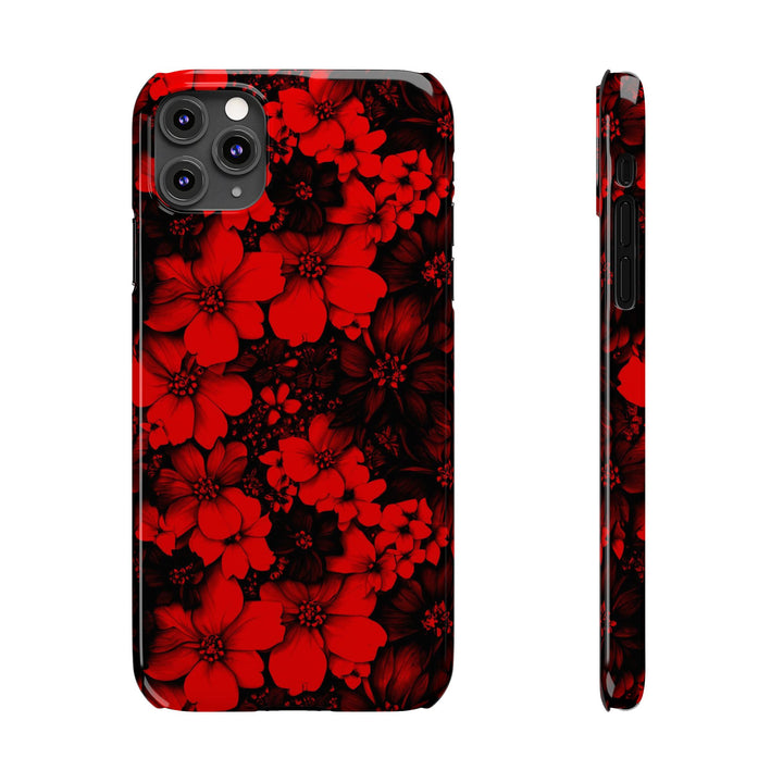 Slim Cute Phone Cases for Iphone - | iPhone 15 Case | iPhone 15 Pro Max Case, Iphone 14 Case, Iphone 14 Pro Max, Iphone 13, Red Black Flowers - Studio40ParkLane
