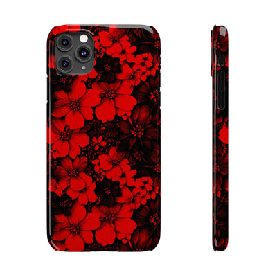 Slim Cute Phone Cases for Iphone - | iPhone 15 Case | iPhone 15 Pro Max Case, Iphone 14 Case, Iphone 14 Pro Max, Iphone 13, Red Black Flowers