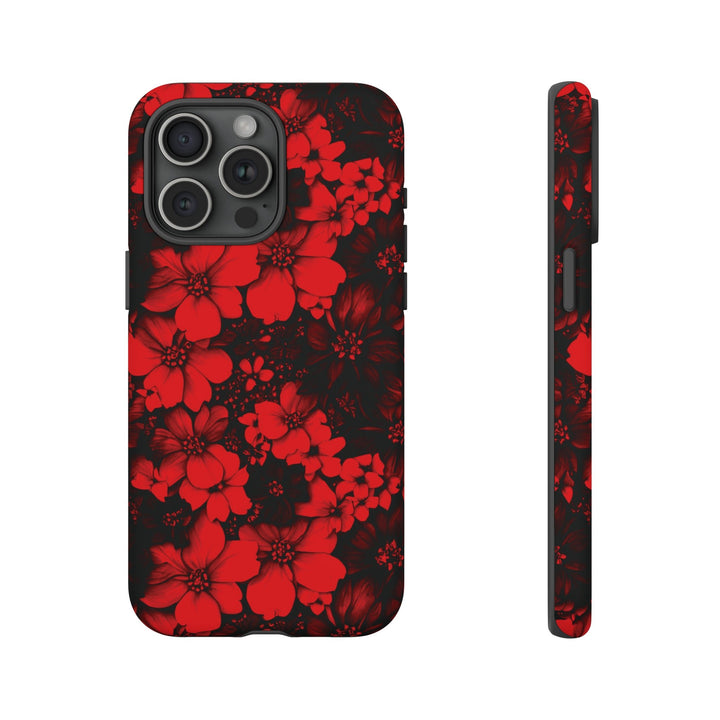 Cute IPhone Case | Red Black Flowers, iPhone 15 Case | iPhone 15 Pro Case, Iphone 14 Case, Iphone 14 Pro Max Case, Protective Iphone Case - Studio40ParkLane