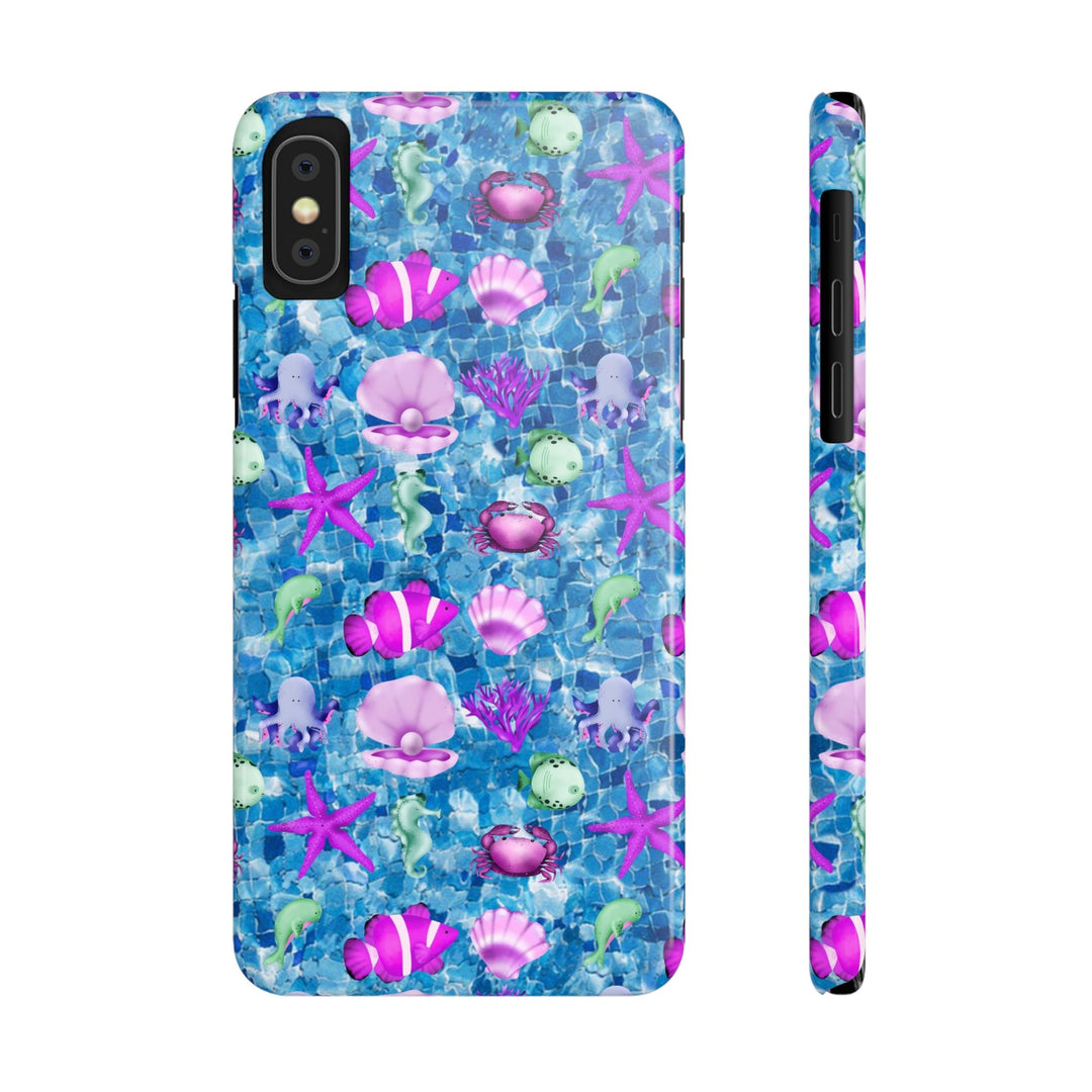 Slim Cute Phone Cases for Iphone - | iPhone 15 Case | iPhone 15 Pro Max Case, Iphone 14 Case, Iphone 14 Pro Max, Iphone 13, Blue Pink Under Sea - Studio40ParkLane