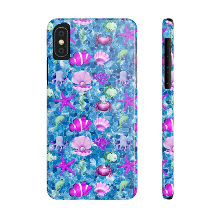 Slim Cute Phone Cases for Iphone - | iPhone 15 Case | iPhone 15 Pro Max Case, Iphone 14 Case, Iphone 14 Pro Max, Iphone 13, Blue Pink Under Sea - Studio40ParkLane