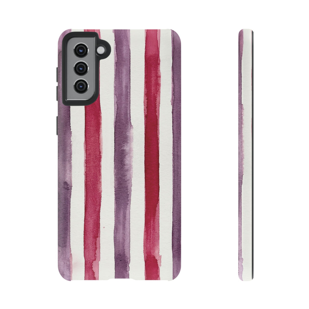 Tough Cute Wine Red Purple Stripes Phone Case, for IPhone 17 Pro Max | Iphone 17 Air, Iphone 16, IPhone 15, 14 13 12, Samsung Galaxy S26, S25, S24, S23 - Studio40ParkLane