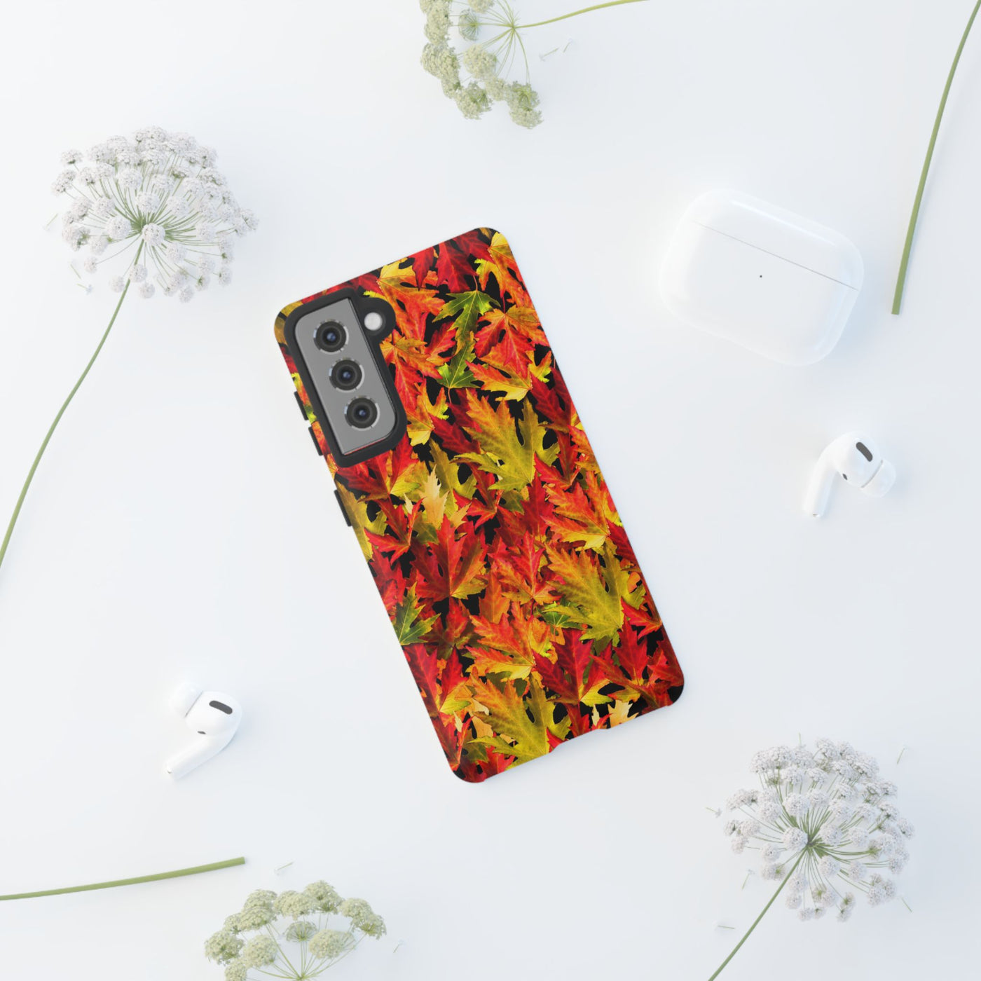 Fall Leaves Impact Resistant, Cute Phone Cases for Samsung S24, S23, S22, S21, IPhone 15 pro Iphone 14 pro Iphone 13 IPhone 12 Iphone 11