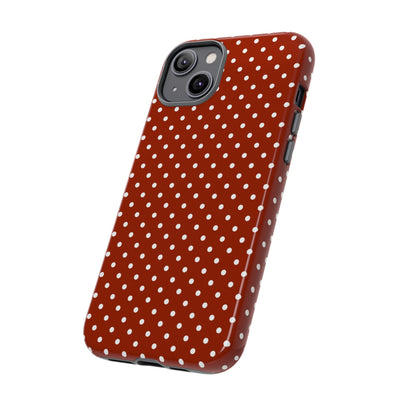 Aesthetic Tough Clay Red Polka Dots Premium Phone Case - For iPhone 17 Pro Max iPhone 16 Pro iPhone 15 Iphone 14 Plus 13 Pro 12 11 10 XR XS - Studio40ParkLane