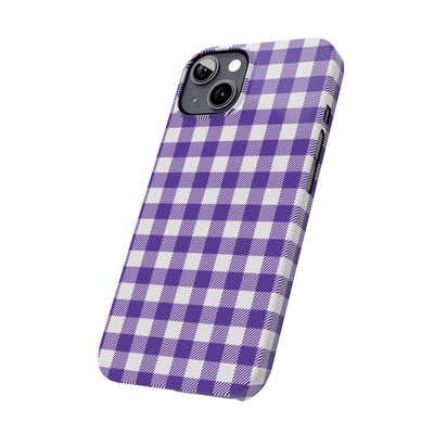 Slim Purple Gingham Gift for Her Cute Phone Cases for Iphone 16 Pro Max | iPhone 15 Case | iPhone 15 Pro Max Case, Iphone 14, 13, 12, 11, 10, 8, 7