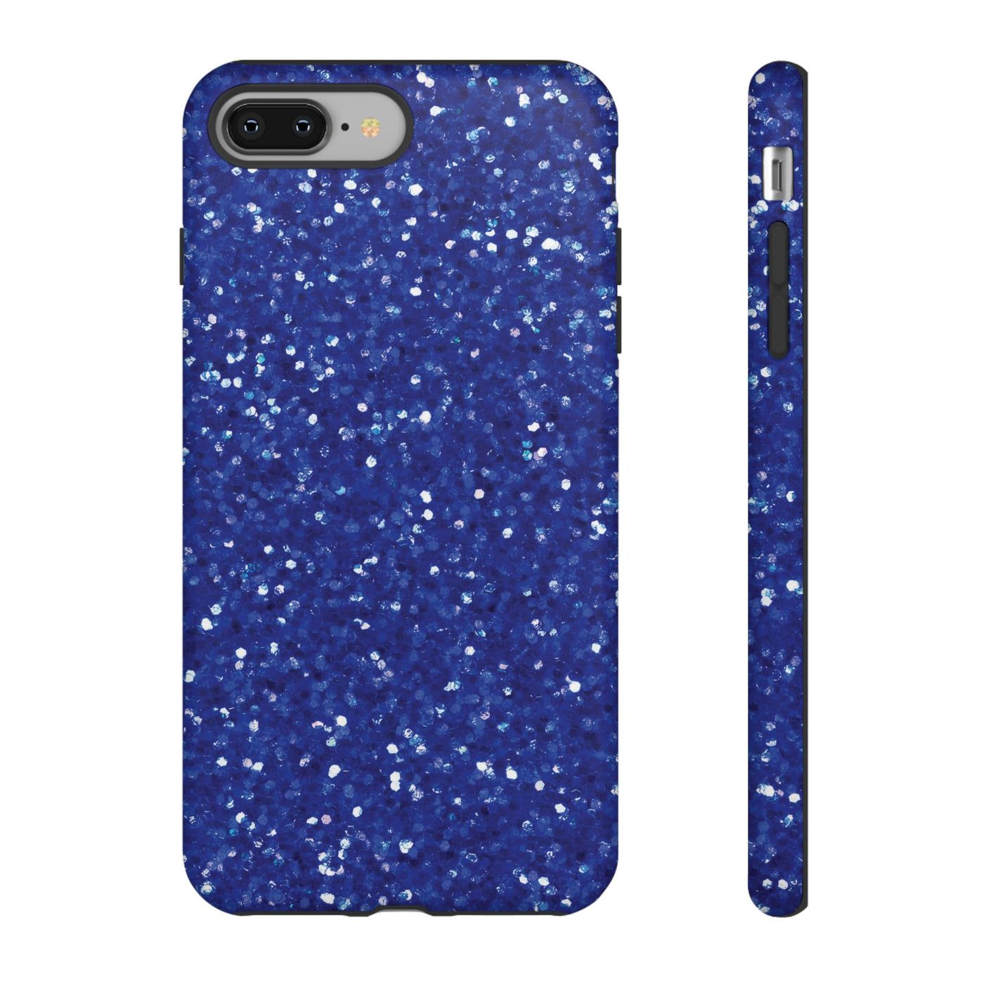 Chic Blue Faux Play on Glitter Effect Cute Phone Case, for IPhone 16 pro Max | Iphone 15, Iphone 14, IPhone 13 Case, 11 8 7, Samsung Galaxy S24, S23, S22, S21, 2 Layer Protection