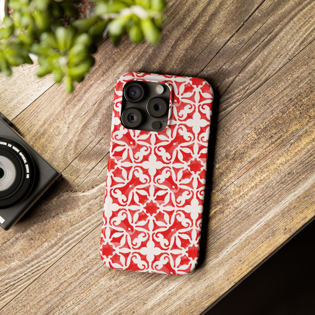 Slim Red Mosaic Gift for Her Cute Phone Cases for Iphone 16 Case | iPhone 15 Case | iPhone 15 Pro Max Case, Iphone 14, Iphone 14 Pro Max, Iphone 13, 12, 11, 10, 8,7 - Studio40ParkLane