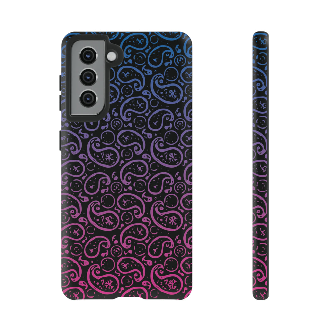 Cool Phone Case | Aesthetic Phone Case | Paisley Blue Pink Black | For Samsung Galaxy S23, S22, S21, S20 | Luxury Double Layer | Cute - Studio40ParkLane