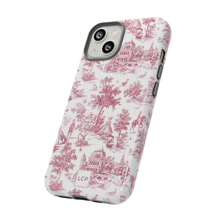 Personalized Custom French Toile Tough Cute Phone Case For Apple iPhone 18, 17, 16, 15 14, Pro Max, Samsung Galaxy S26, S25, S24 Plus Ultra