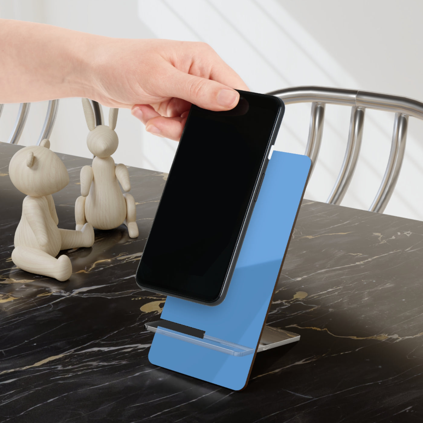 Phone Stand, Soothing Pale Blue Design for Iphones 16, Iphone 15, 14, 13, 12 Samsung Galaxy S24, S23, S22, S21 and Google Pixel 8