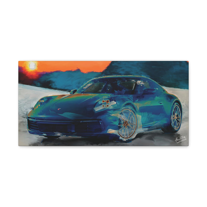 Porsche Wall Art on Canvas Print Gallery Wrapped - Gorgeous Porsche 911 Carrera Wall Art - Set in the mountains with a Sunset - Home Decor - Studio40ParkLane