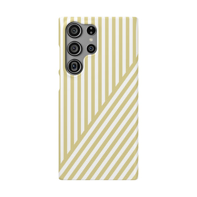 Aesthetic Yellow Beige Stripes Cute Phone Case Sleek Snap - For iPhone 17 Pro Max iPhone 16 Pro iPhone 15 Iphone 14 Plus 13 Pro 12 11 10 Gift