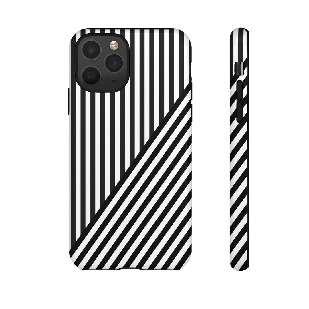 Aesthetic Tough Black White Stripes Phone Case - For iPhone 17 Pro Max iPhone 16 Pro iPhone 15 Iphone 14 Plus 13 Pro 12 11 10 XR - Studio40ParkLane