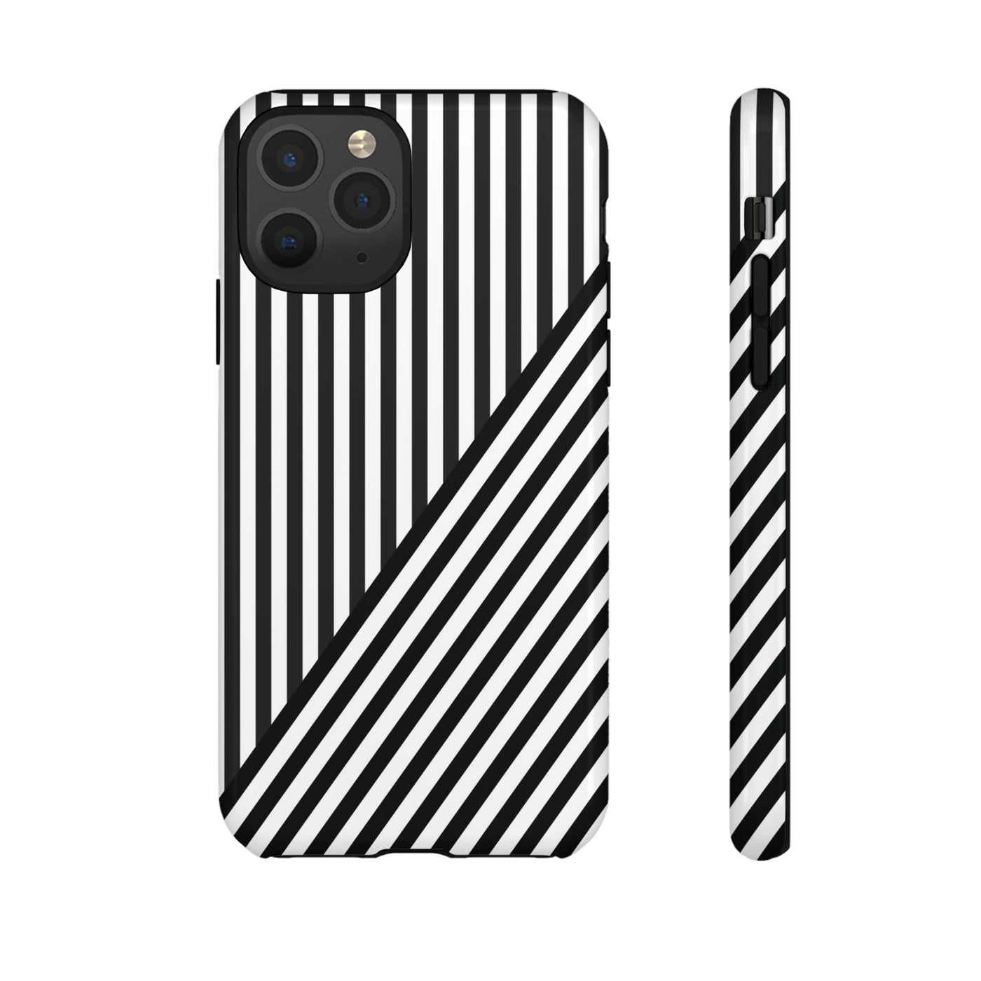 Aesthetic Tough Black White Stripes Phone Case - For iPhone 17 Pro Max iPhone 16 Pro iPhone 15 Iphone 14 Plus 13 Pro 12 11 10 XR - Studio40ParkLane