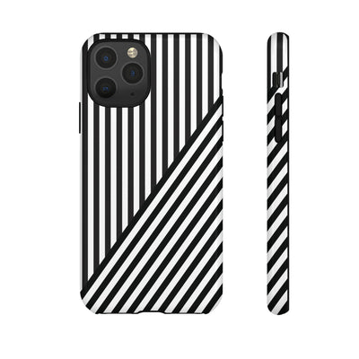 Aesthetic Tough Black White Stripes Phone Case - For iPhone 17 Pro Max iPhone 16 Pro iPhone 15 Iphone 14 Plus 13 Pro 12 11 10 XR - Studio40ParkLane