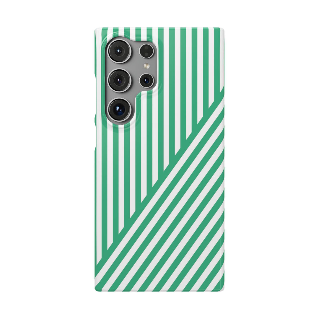 Aesthetic Emerald Stripes Cute Phone Case Sleek Snap - For iPhone 17 Pro Max iPhone 16 Pro iPhone 15 Iphone 14 Plus 13 Pro 12 11 10 Gift