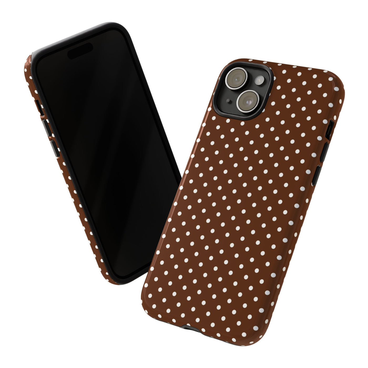Aesthetic Tough Mocha Brown Polka Dots Premium Phone Case - For iPhone 17 Pro Max iPhone 16 Pro iPhone 15 Iphone 14 Plus 13 Pro 12 11 10 - Studio40ParkLane