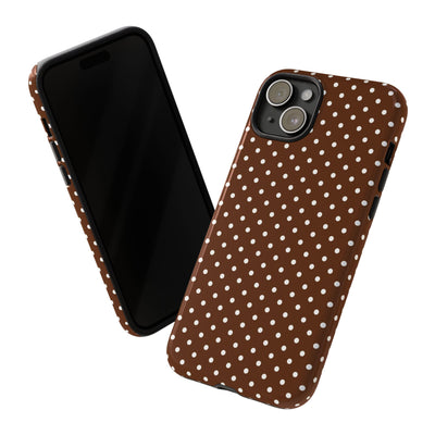 Aesthetic Tough Mocha Brown Polka Dots Premium Phone Case - For iPhone 17 Pro Max iPhone 16 Pro iPhone 15 Iphone 14 Plus 13 Pro 12 11 10 - Studio40ParkLane