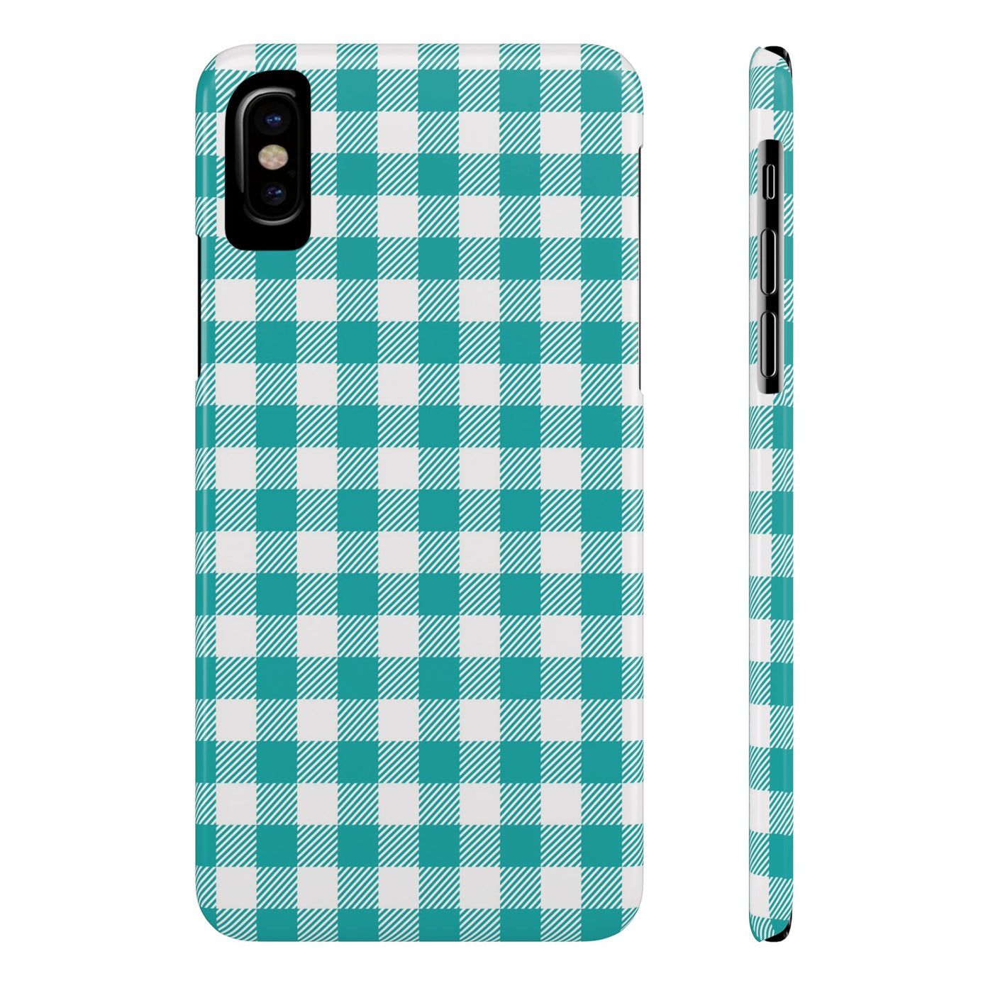 Slim Turquoise Gingham Gift for Her Cute Phone Cases for Iphone 16 Pro Max | iPhone 15 Case | iPhone 15 Pro Max Case, Iphone 14, 13, 12, 11, 10, 8, 7