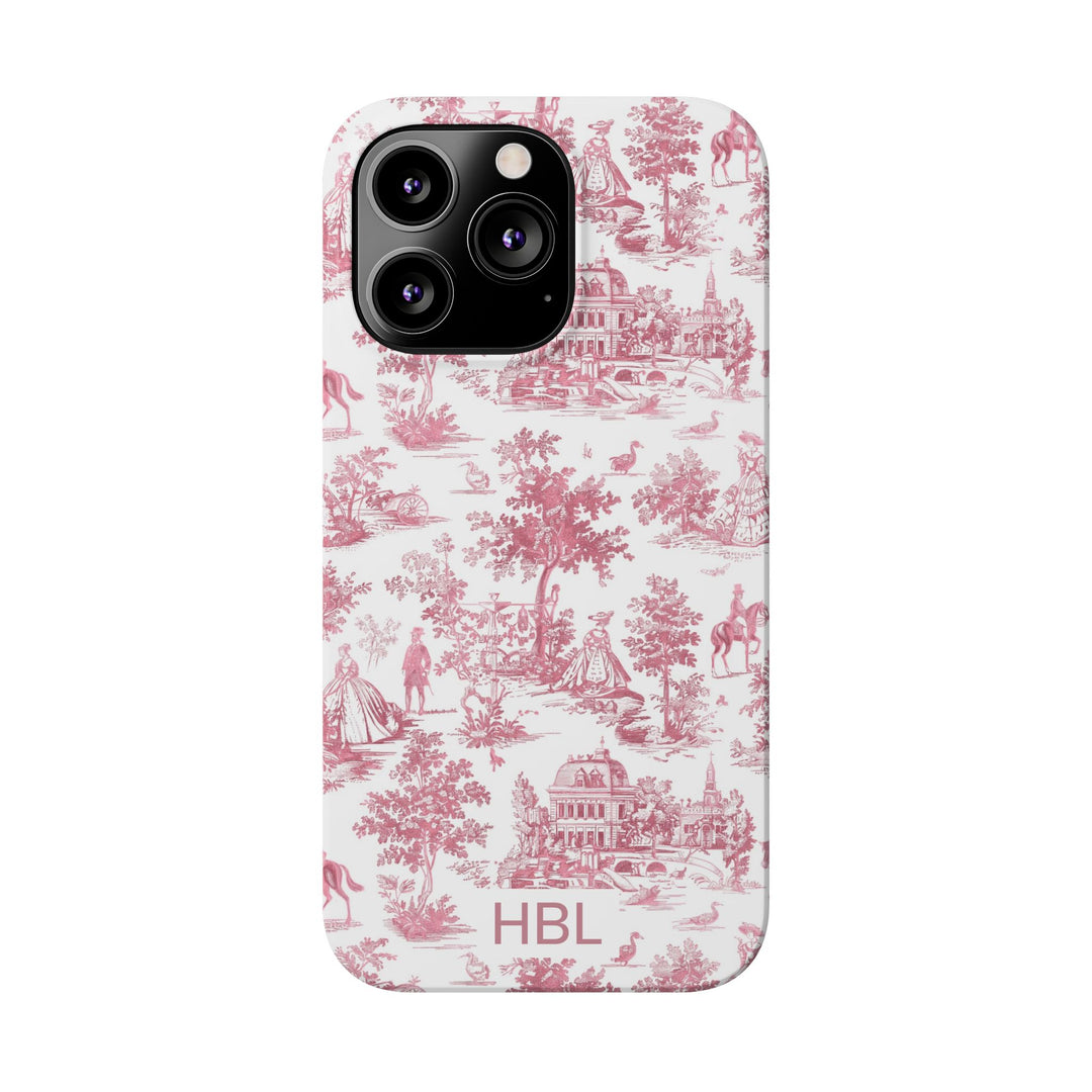 Slim Personalized Slim Pink Vintage French Toile Cute Phone Cases for Iphone 16 Pro Max | iPhone 15 Case | iPhone 15 Pro Max Case, Iphone 14, Iphone 14 Pro Max, Iphone 13 12 11 8 7 - Studio40ParkLane
