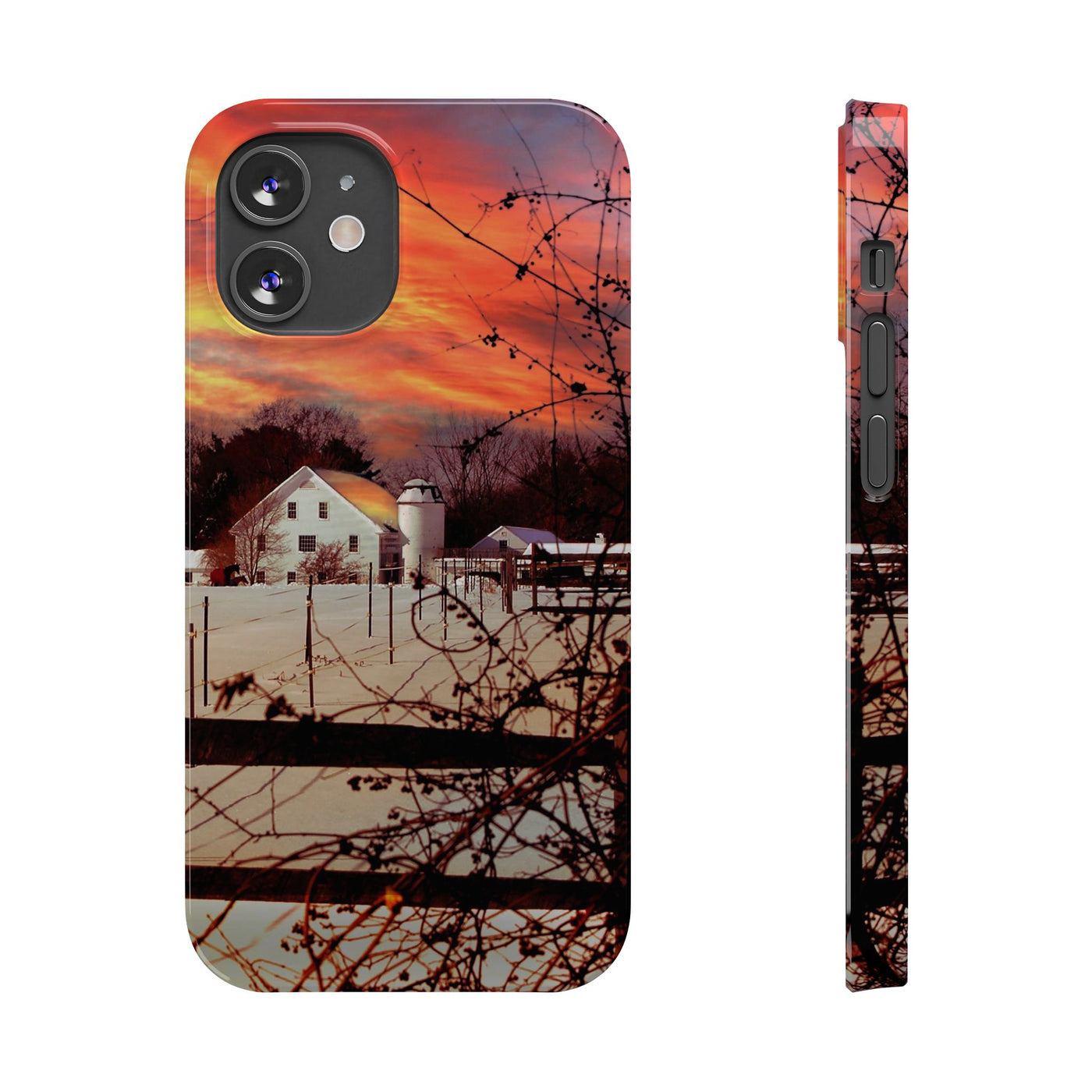 Slim Cute Phone Cases for Iphone - | iPhone 15 Case | iPhone 15 Pro Max Case, Iphone 14 Case, Iphone 14 Pro Max, Iphone 13, New England Winter Sunset