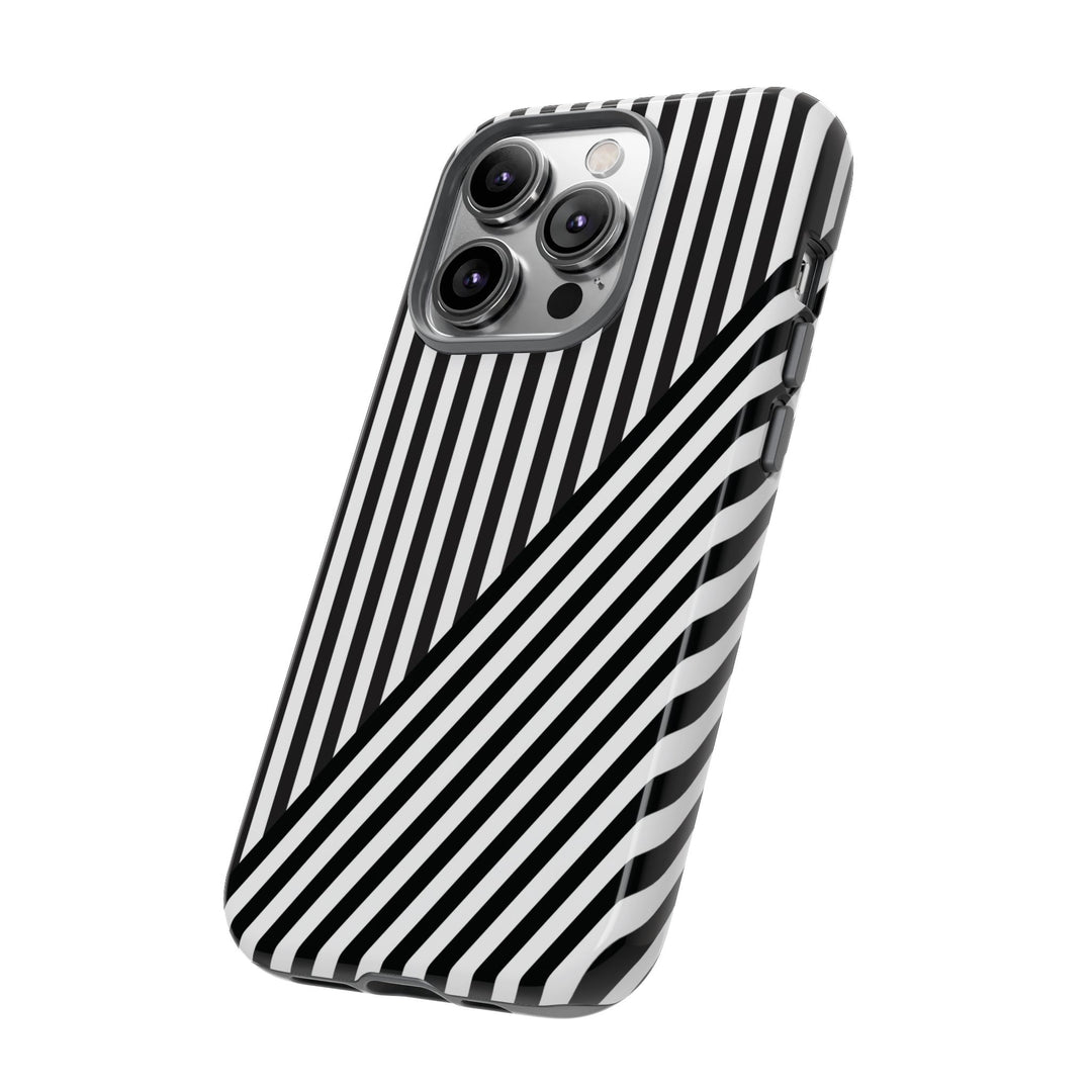 Aesthetic Tough Black White Stripes Phone Case - For iPhone 17 Pro Max iPhone 16 Pro iPhone 15 Iphone 14 Plus 13 Pro 12 11 10 XR - Studio40ParkLane