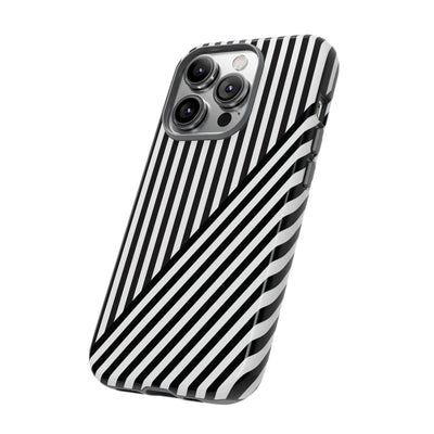 Aesthetic Tough Black White Stripes Phone Case - For iPhone 17 Pro Max iPhone 16 Pro iPhone 15 Iphone 14 Plus 13 Pro 12 11 10 XR - Studio40ParkLane