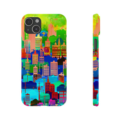 Slim Cute Phone Cases for Iphone - | iPhone 15 Case | iPhone 15 Pro Max Case, Iphone 14 Case, Iphone 14 Pro Max, Iphone 13, Summer City Skyline