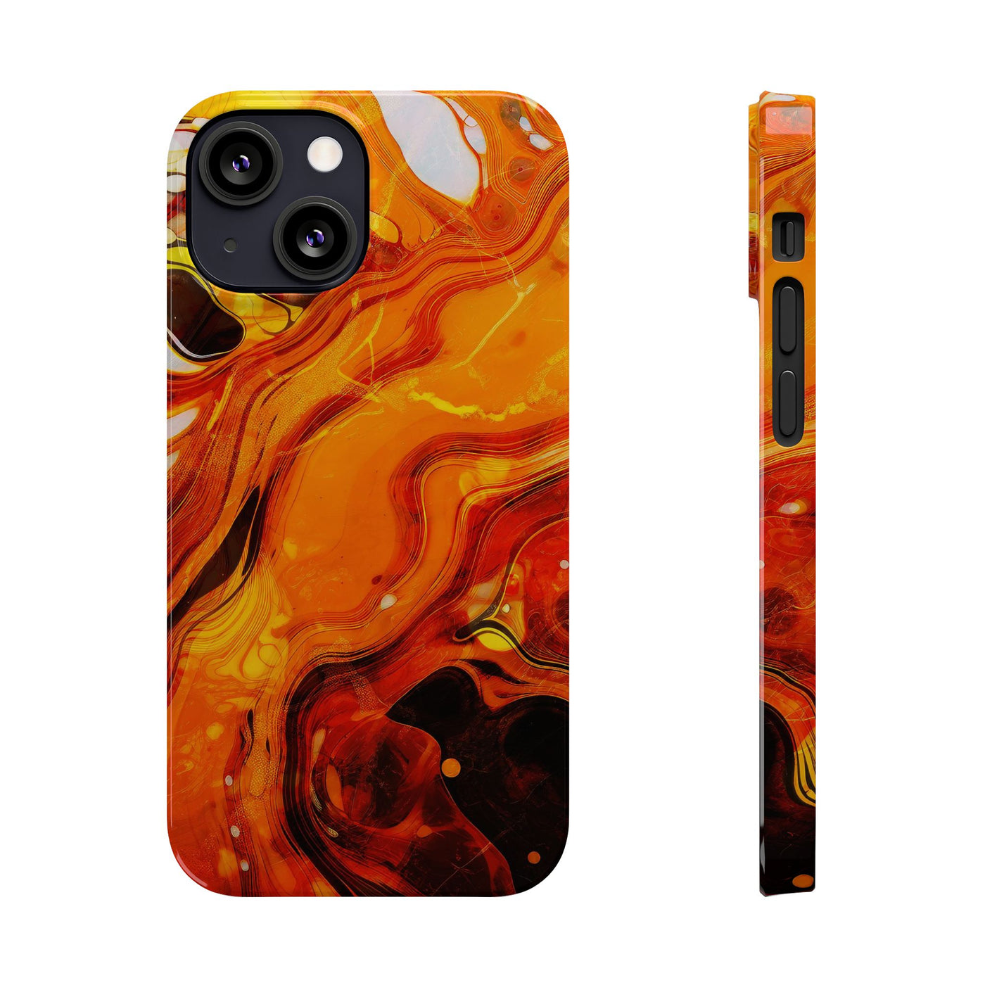 Slim Cute Phone Cases for Iphone - | iPhone 15 Case | iPhone 15 Pro Max Case, Iphone 14 Case, Iphone 14 Pro Max, Iphone 13, Marble Orange Yellow