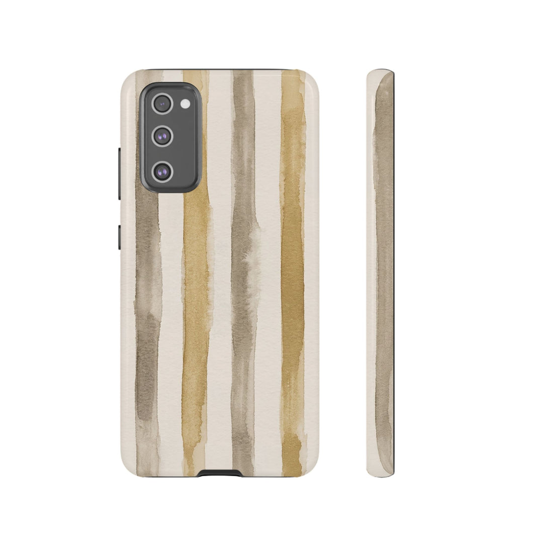 Tough Cute Brown Beige Stripes Phone Case, for IPhone 17 Pro Max | Iphone 17 Air, Iphone 16, IPhone 15, 14 13 12, Samsung Galaxy S26, S25, S24, S23 - Studio40ParkLane