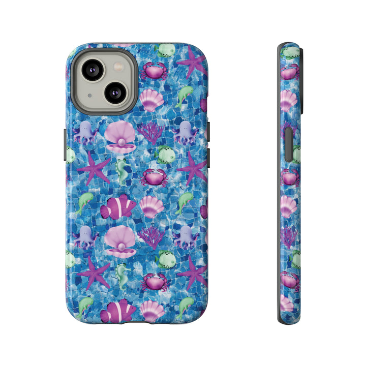 Cute IPhone Case | Blue Pink Under The Sea, iPhone 15 Case | iPhone 15 Pro Case, Iphone 14 Case, Iphone 14 Pro Max Case, Protective Iphone Case - Studio40ParkLane