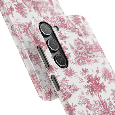 Snap Pink Vintage French Toile Cute Phone Cases for Samsung Galaxy S24, S23, S22, S21, S20, Plus, Ultra, Iphone 16, 15, 14, Pro and Max