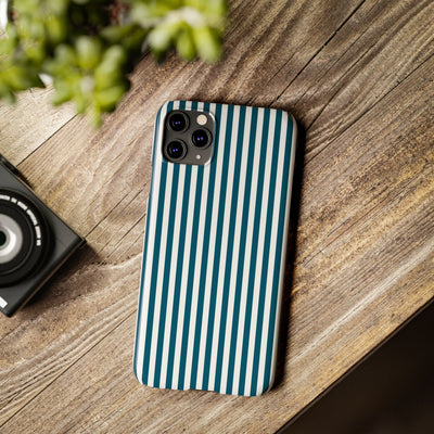Slim Teal Blue Striped Cute Phone Case for Iphone 16 - | iPhone 15 Pro Max Case | iPhone 14 Case Iphone 13 12 11 10 9 8 7 X XS Gift for Her - Studio40ParkLane